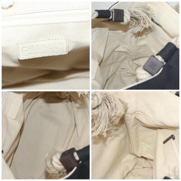 CHANEL COCO Mark Camelia Tote Bag Canvas Black Silver CC Auth BA1683 - Picture 15 of 16